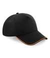 BB25C B25C Beechfield Authentic Piped 5 Panel Cap Black / Orange colour image